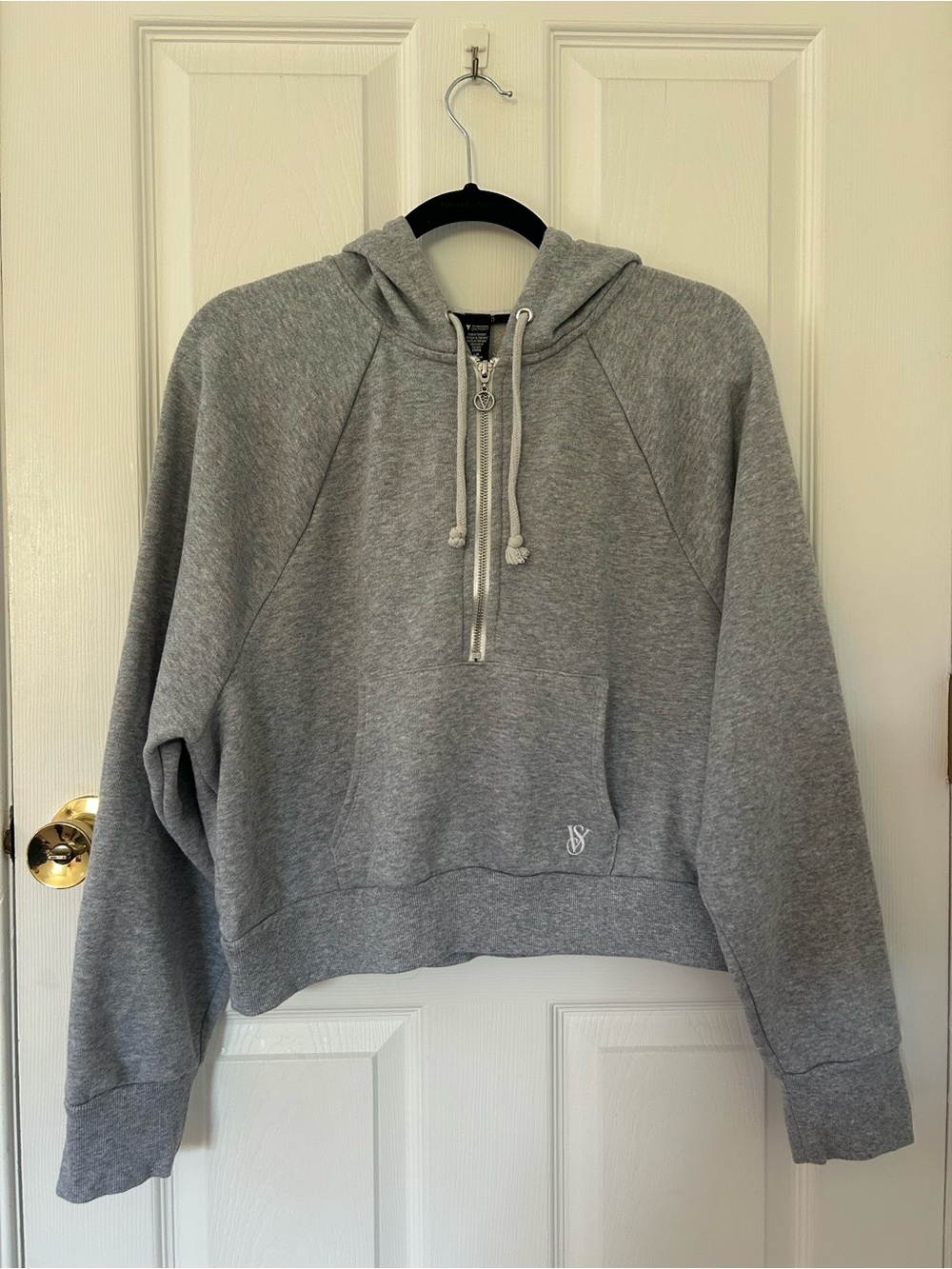 Victoria’s Secret On Point Cropped Half Zip Hoodie Gray L